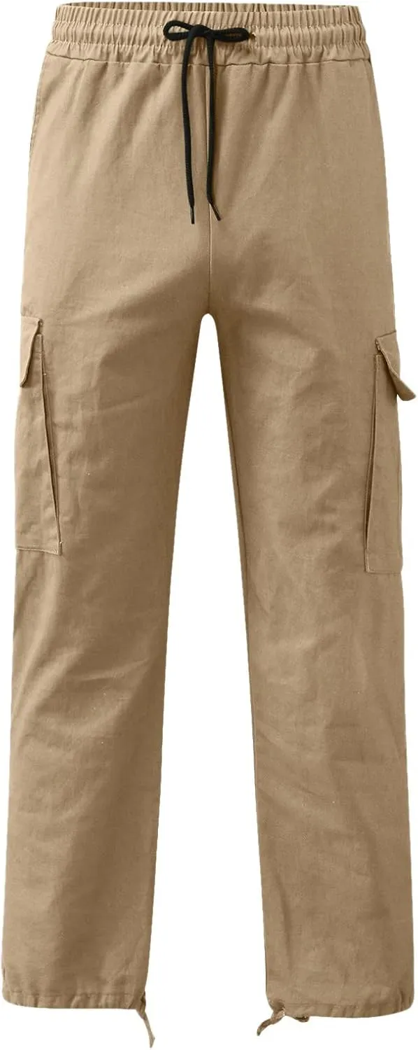 Cargo Pants for Men Elastic Waist Joggers Running Workout Gym Track Golf Pants Multi-Pocket Trousers
