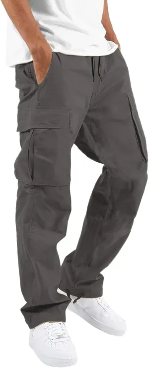 Cargo Pants for Men Straight Leg Hiking Joggers Lightweight Tactical Pant Outdoor Streetwear Trousers with Pocket