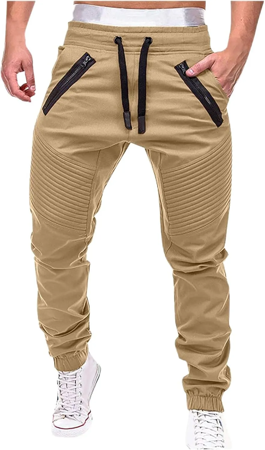 Cargo Sweatpants for Men Joggers - Casual Slim Fit Fashion Stretch Twill Drawstring Hiking Athletic Pants with Pockets