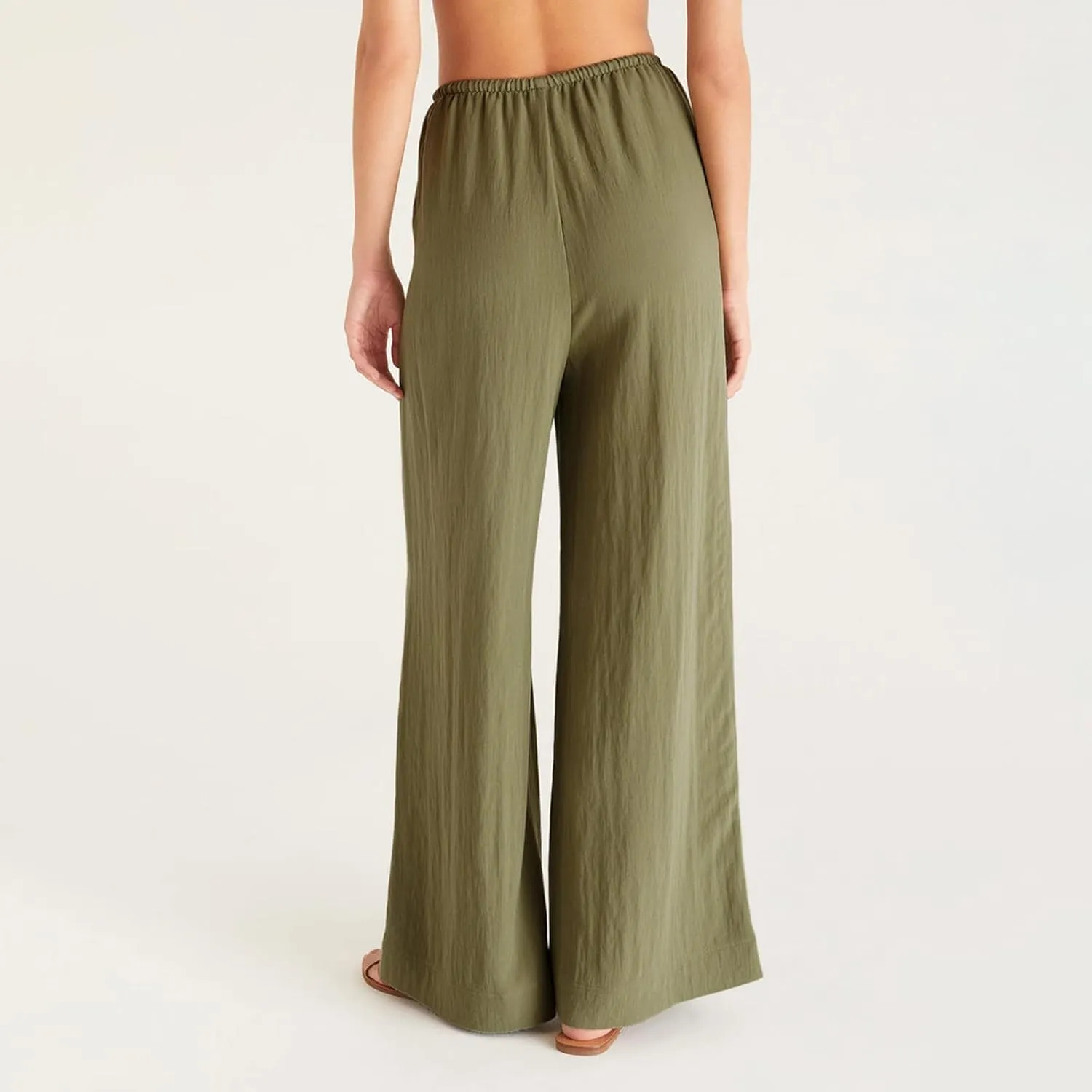 Casual Summer Linen Drawstring Long Pant for Women Lightweight High Waist Straight Wide Leg Solid Color Lounge Trousers