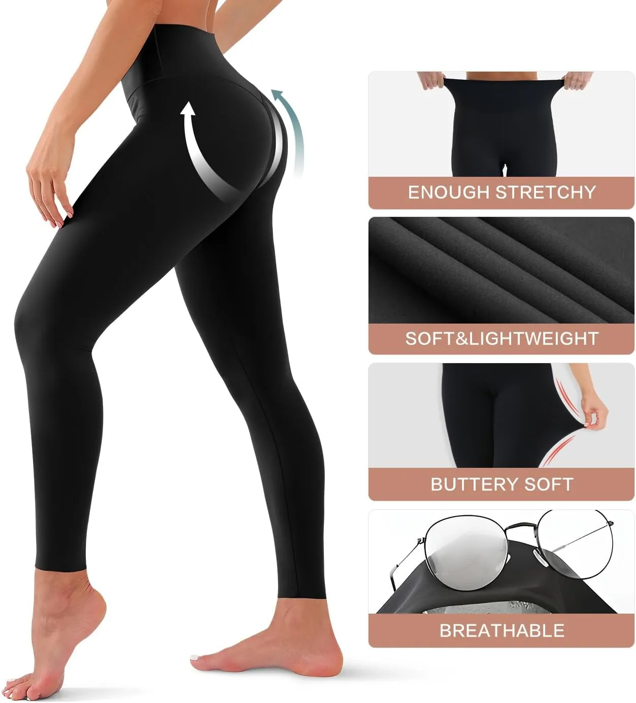 CHARMKING High Waisted Leggings for Women Soft Tummy Control Pants Non See Through Workout Yoga Pants for Running Plus Size