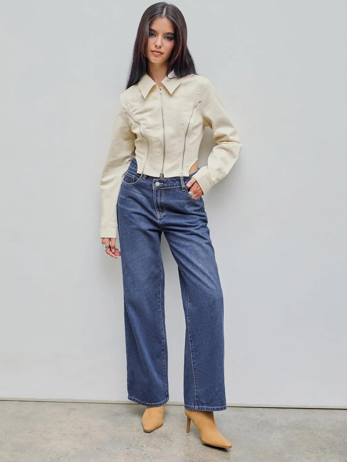 CIDER Denim High Waist Pocket Wide Leg Jeans