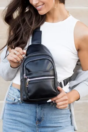 Classic Stylish Fashion Vegan Leather Nylon Sling Bag