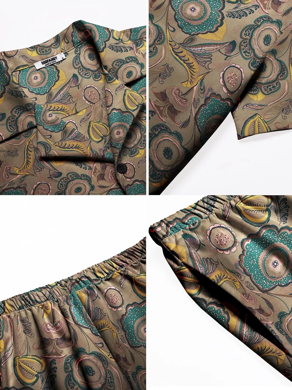 COOFANDY Men's Hawaiian Matching Shirt and Shorts Set Summer Beach 2 Piece Outfits Short Sleeve Cuban Shirts and Shorts