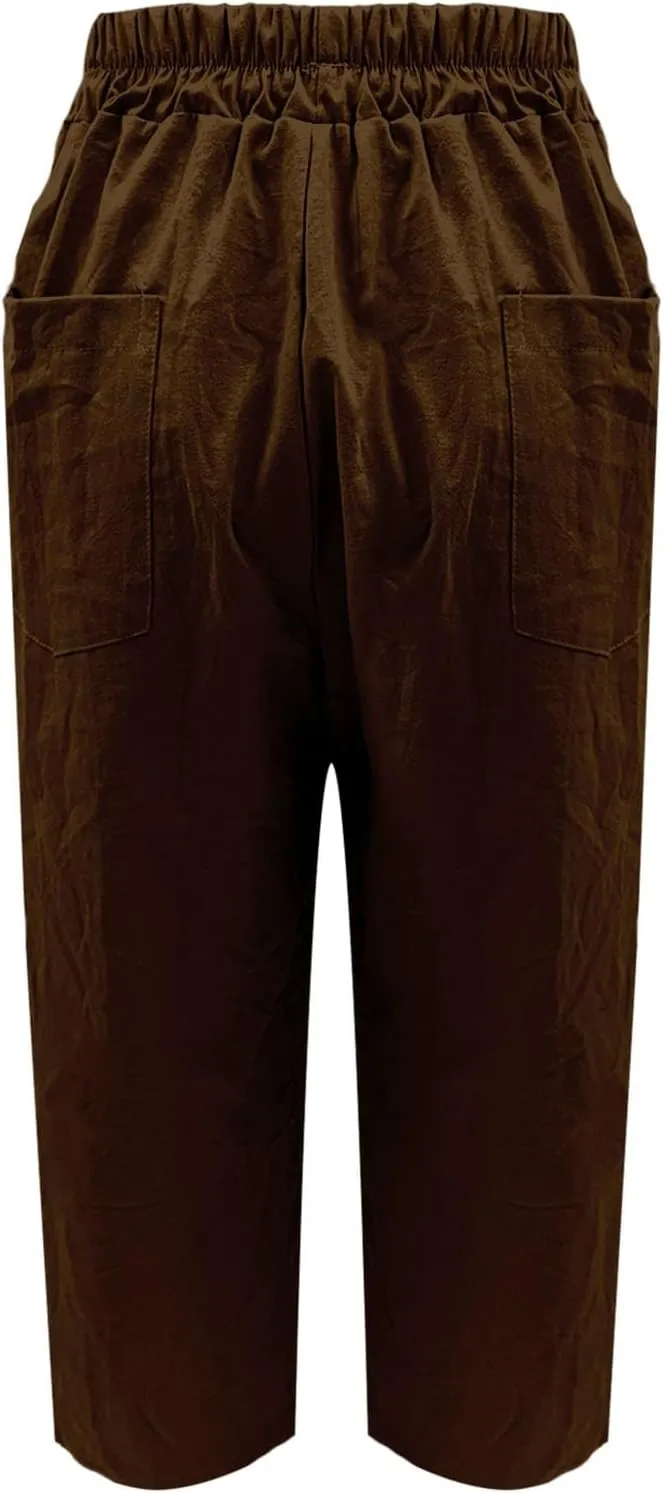Cotton Linen Pants for Womens Elastic Waist Straight Leg Trousers 2025 Summer Loose Fir Comfy Hiking Jogger Sweatpant