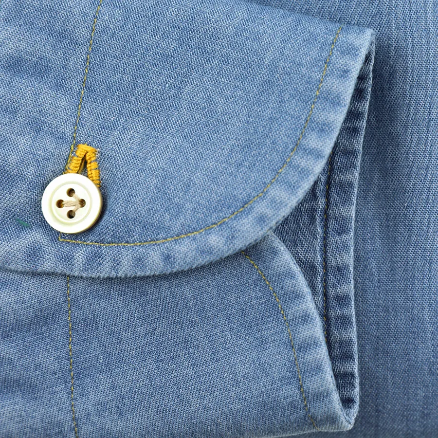 Denim Button Down Shirt - Light Blue - Regular Fit