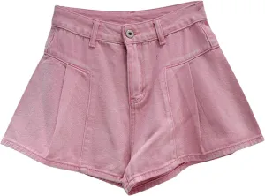 Denim Skort for Women Casual Slim A-Line Ruffle Shorts Summer Wide Leg Stretch Pleated Y2K Mini Jean Skirt Shorts