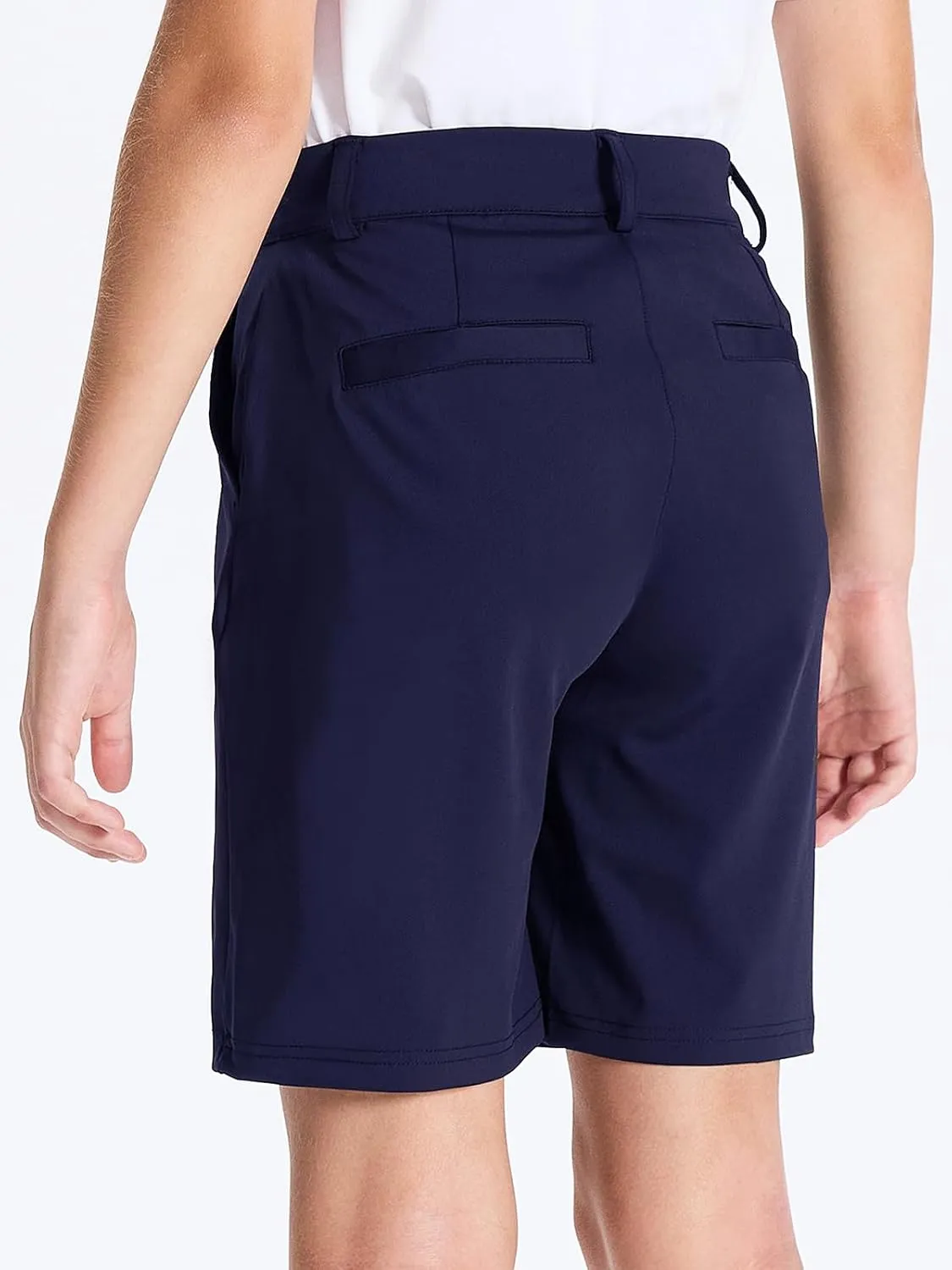 DEVOROPA Youth Boys Golf Shorts Stretch School Uniform Clothes Kids Flat Front Dress Chino Hybrid Twill Casual Shorts Pockets