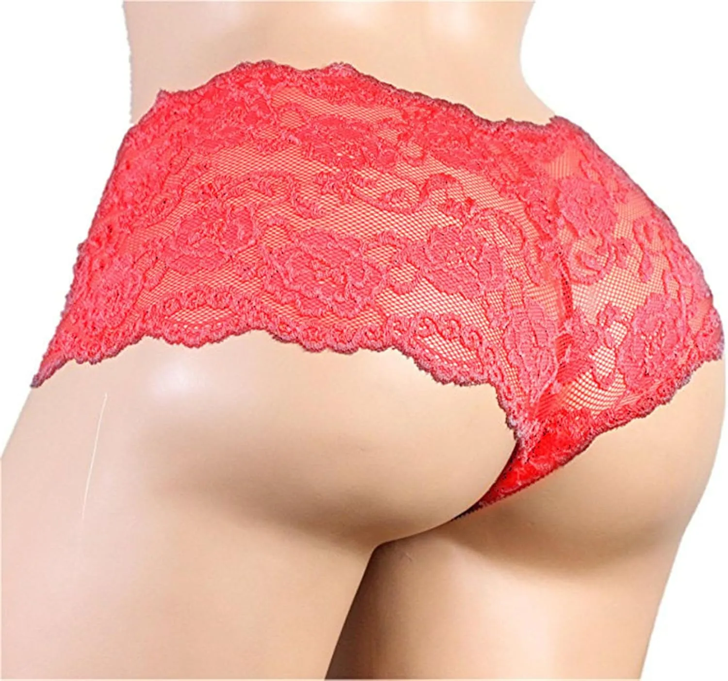 DGKaxiyaHM Men's Lace See Through G-String Sheer Sissy Bikini Sexy Briefs Naughty Crossdress Floral Hot Underwear