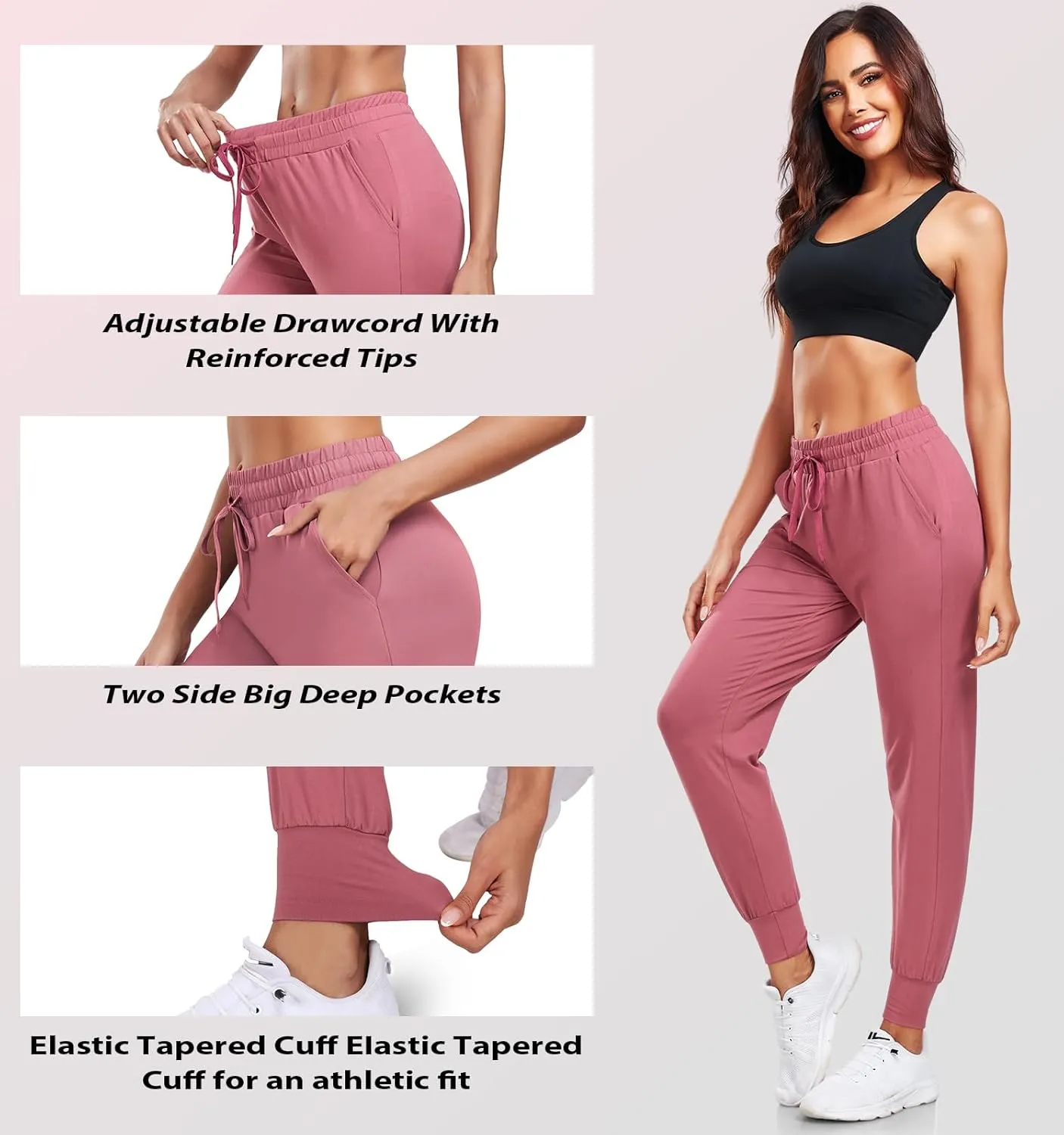 DHSO 3 Pack Sweatpants for Women-Womens Joggers with Pockets Athletic Leggings for Workout Yoga Running Pants Trousers