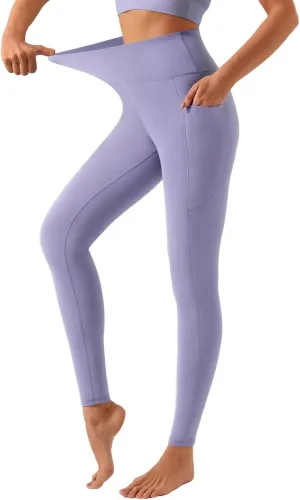 DOTDOG High Waisted Yoga Leggings for Women Tummy Control Legging with 3 Pockets Buttery Soft Compression Workout Yoga Pants