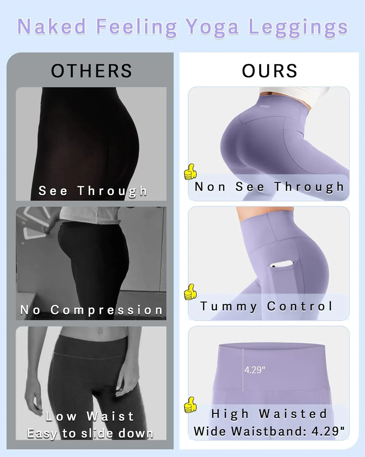 DOTDOG High Waisted Yoga Leggings for Women Tummy Control Legging with 3 Pockets Buttery Soft Compression Workout Yoga Pants