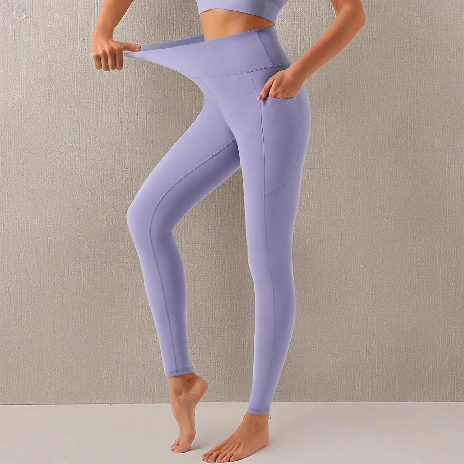 DOTDOG High Waisted Yoga Leggings for Women Tummy Control Legging with 3 Pockets Buttery Soft Compression Workout Yoga Pants