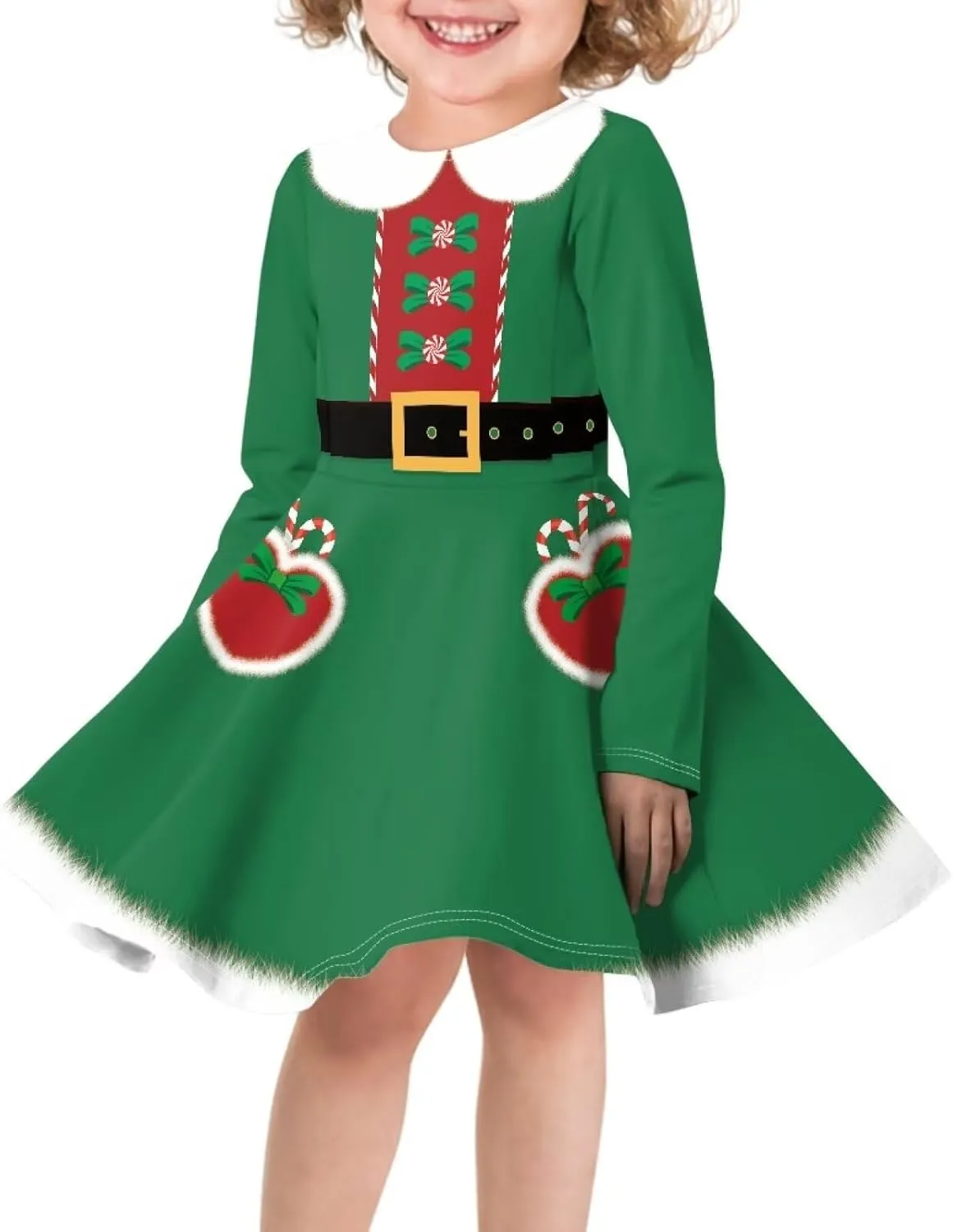 Dresses for Toddler Girls Fashion Kids Dress with Long Sleeves Trendy Skater Twirly Casual A-Line Dress Gifts