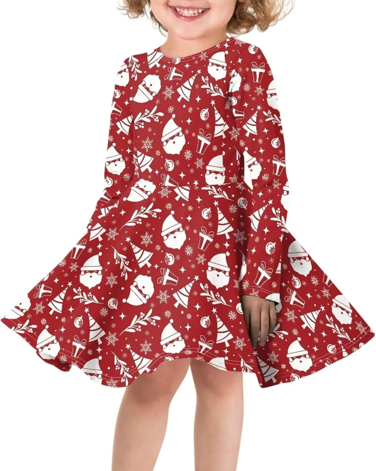 Dresses for Toddler Girls Fashion Kids Dress with Long Sleeves Trendy Skater Twirly Casual A-Line Dress Gifts
