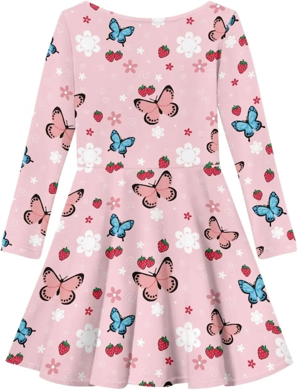 Dresses for Toddler Girls Fashion Kids Dress with Long Sleeves Trendy Skater Twirly Casual A-Line Dress Gifts