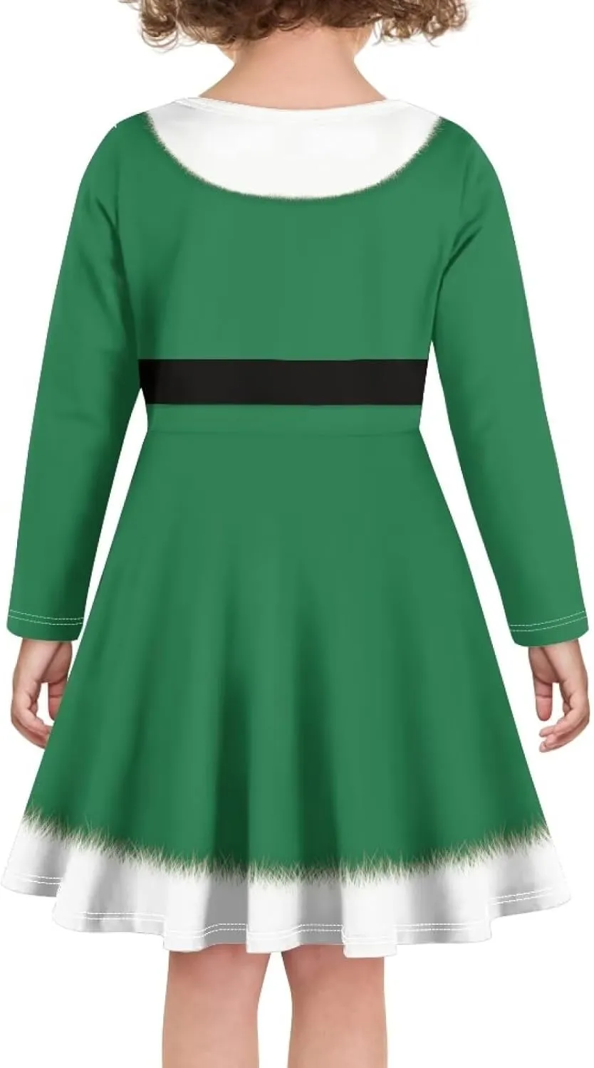 Dresses for Toddler Girls Fashion Kids Dress with Long Sleeves Trendy Skater Twirly Casual A-Line Dress Gifts