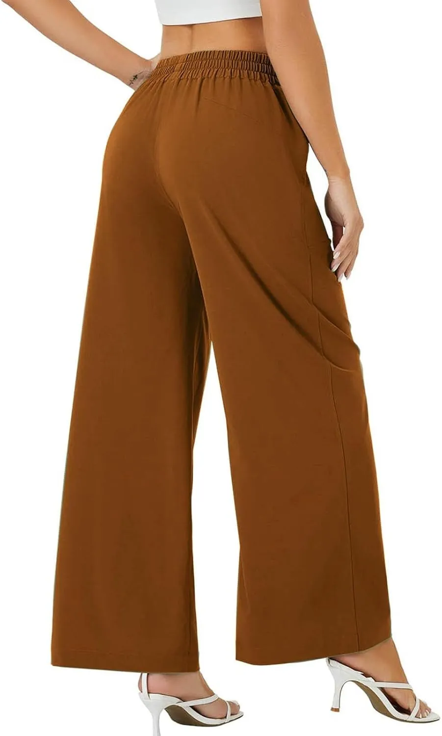 Dressy High Waist Wide Leg for Women Business Work Casual Pants Elegant Loose Fit Solid Straight Leg Trousers
