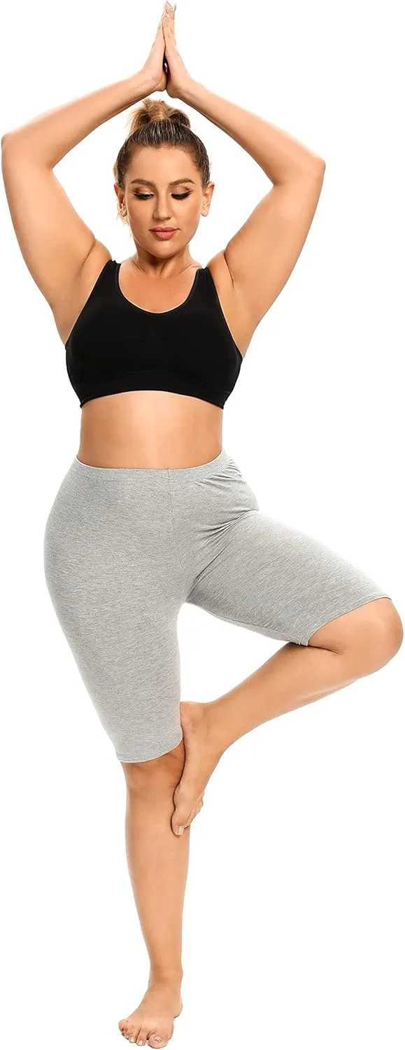ELISS Plus Size Slip Shorts for Women Half Mid Thigh Legging Soft Stretchy Lace Shorts for Underdress/Skirt 1X-4X