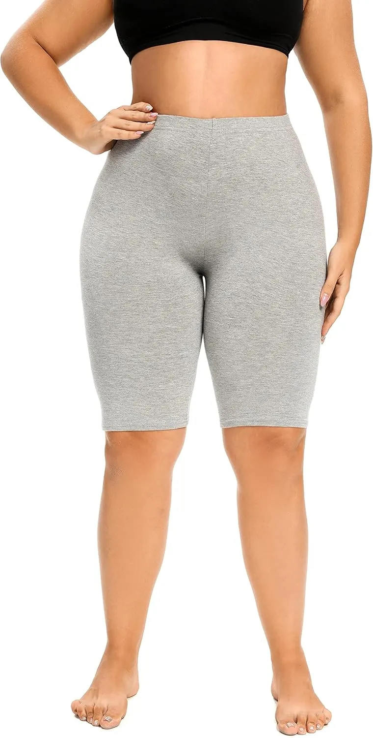 ELISS Plus Size Slip Shorts for Women Half Mid Thigh Legging Soft Stretchy Lace Shorts for Underdress/Skirt 1X-4X
