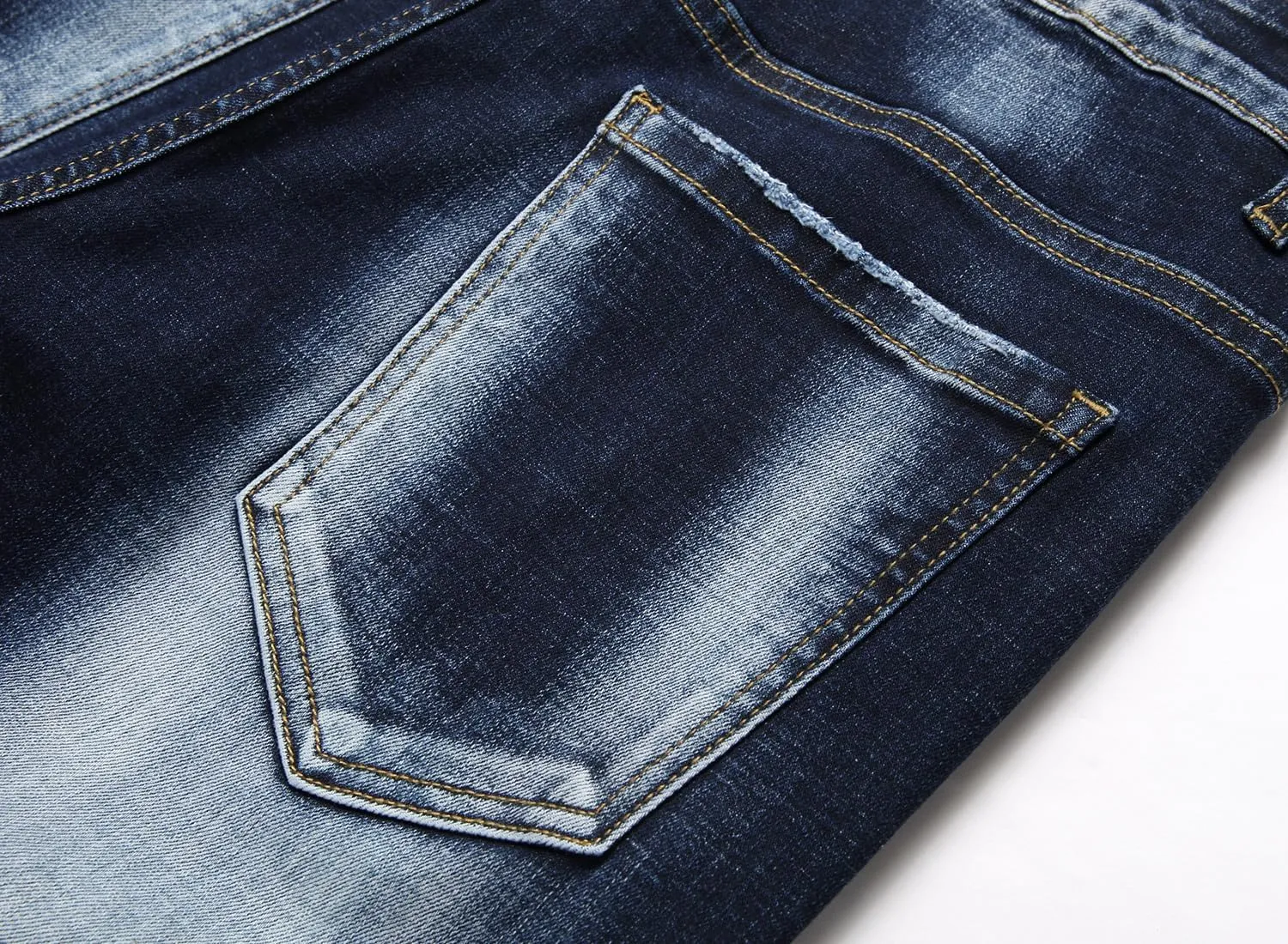 Enrica Men's Ripped Distressed Destroyed Straight Fit Washed Denim Jeans