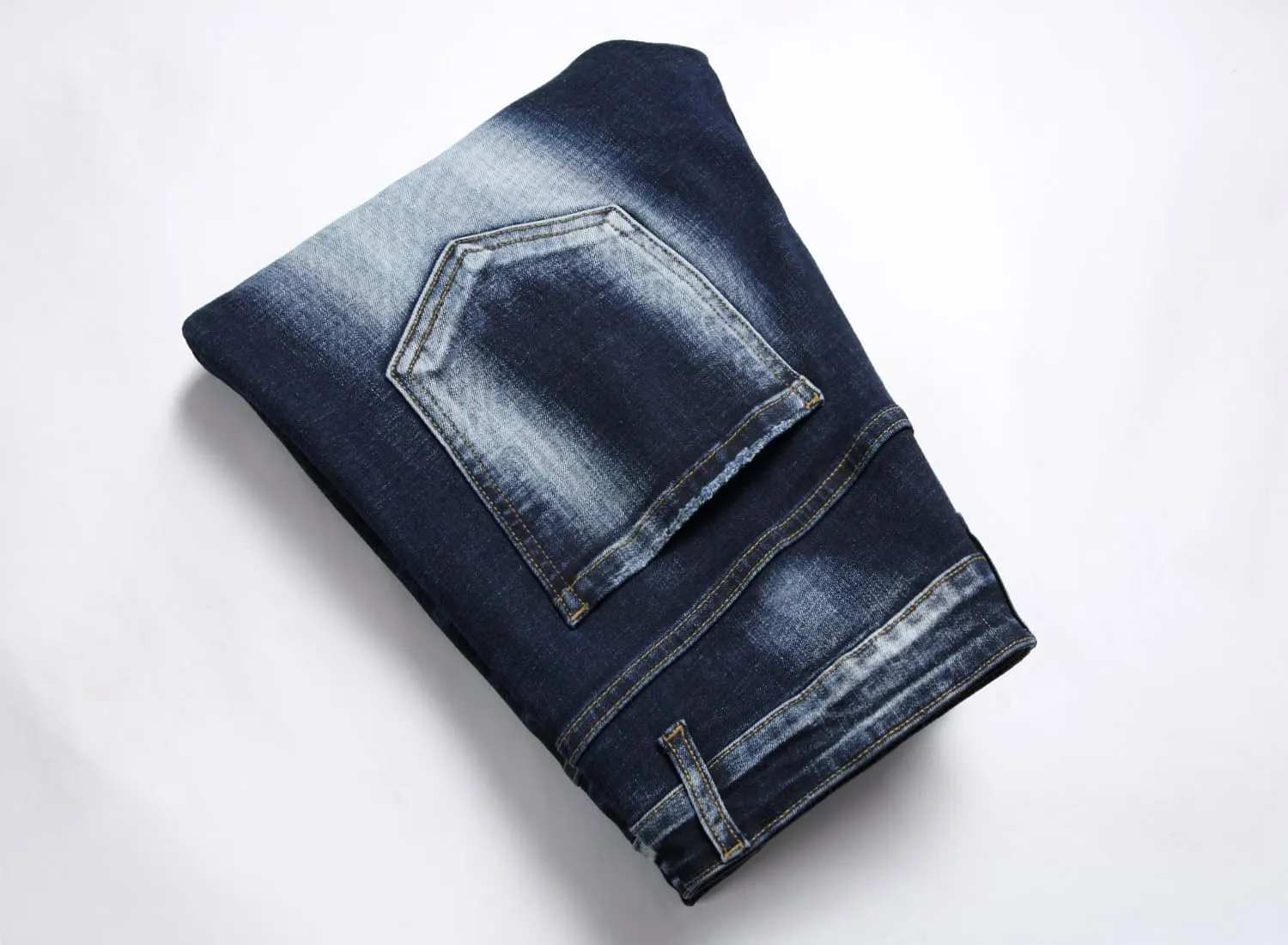 Enrica Men's Ripped Distressed Destroyed Straight Fit Washed Denim Jeans