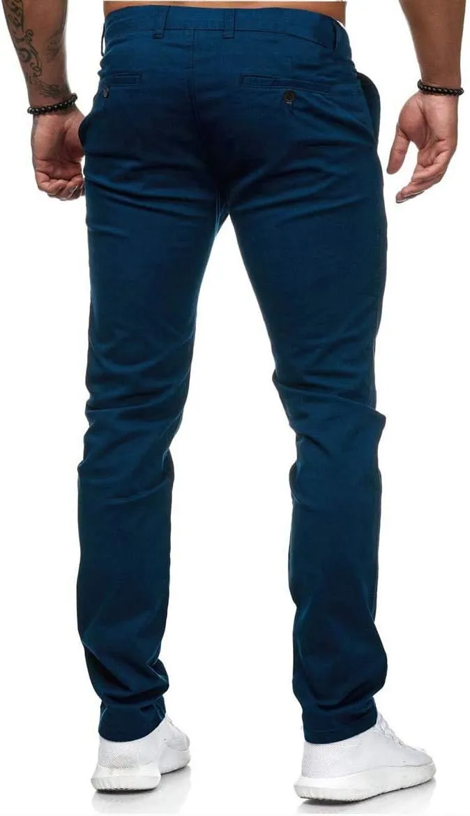 evzosrz Mens Casual Chinos Dress Pants Slim Fit Straight Flat-Front Golf Pant Travel Slacks Joggers Solid Trousers Sweatpant
