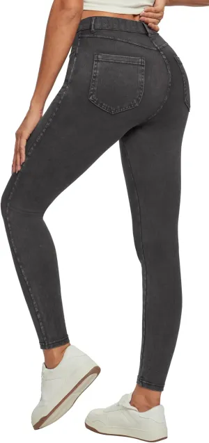 Ewedoos Jeggings for Women Tummy Control Stretchy High Waisted Jeans for Women Pull on Skinny Butt Lifting Jeans Trendy