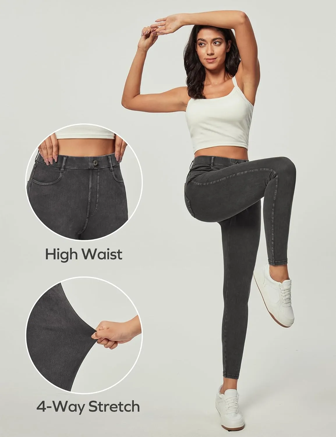Ewedoos Jeggings for Women Tummy Control Stretchy High Waisted Jeans for Women Pull on Skinny Butt Lifting Jeans Trendy