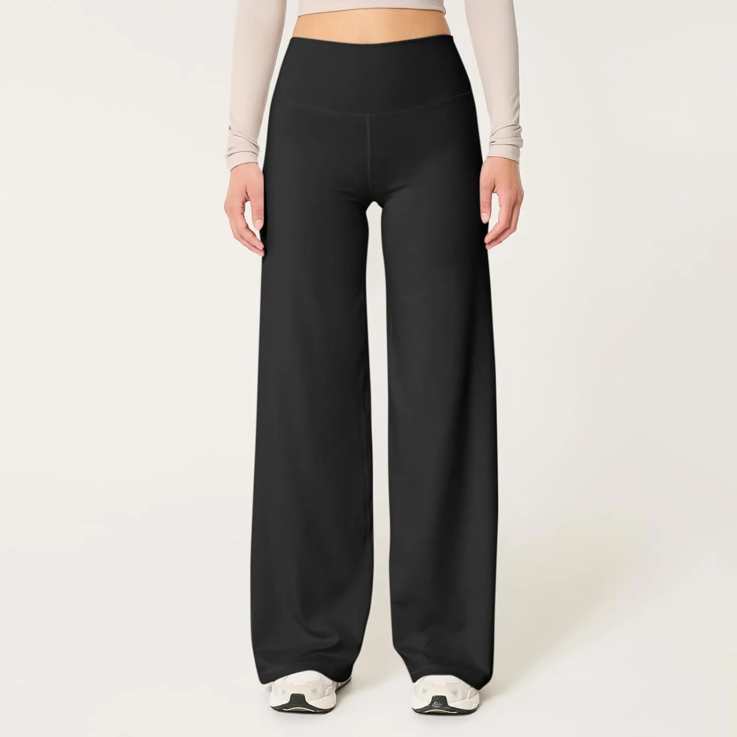 fanmpghleoo Wide Leg Yoga Pants for Women High Waisted Pull On Stretchy Work Pants Business Casual Athletic Trousers Pants