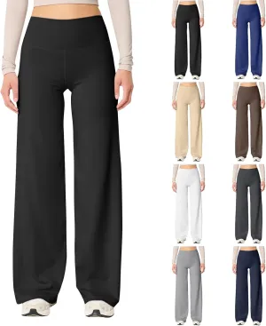 fanmpghleoo Wide Leg Yoga Pants for Women High Waisted Pull On Stretchy Work Pants Business Casual Athletic Trousers Pants
