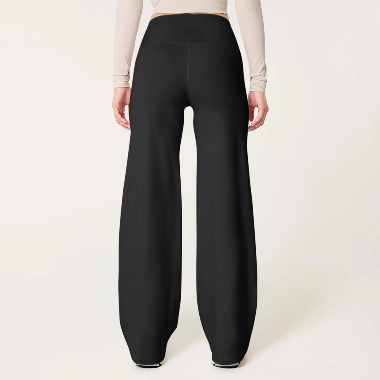 fanmpghleoo Wide Leg Yoga Pants for Women High Waisted Pull On Stretchy Work Pants Business Casual Athletic Trousers Pants