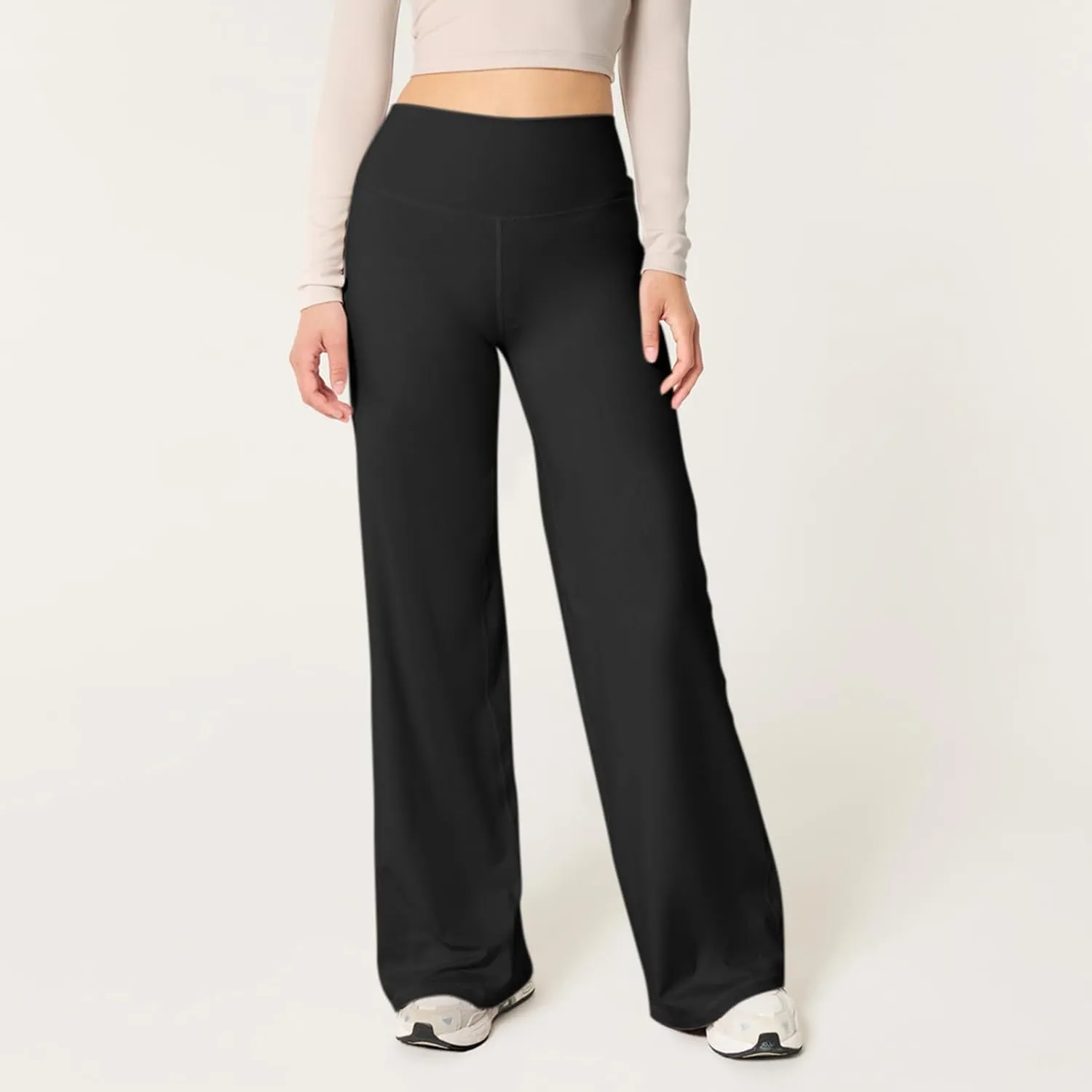 fanmpghleoo Wide Leg Yoga Pants for Women High Waisted Pull On Stretchy Work Pants Business Casual Athletic Trousers Pants