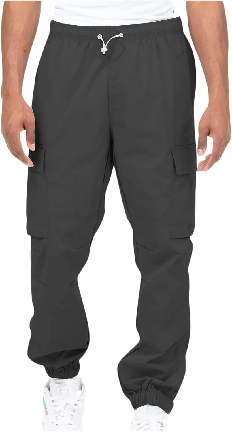 Finelylove Mens Big and Tall Sweatpants Elastic Waist Straight Fit Cargo Sweatpants Casual Stretch Workout Hiking Pants