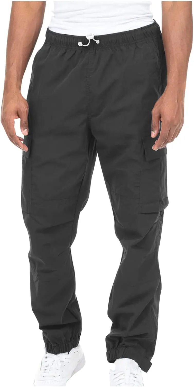 Finelylove Mens Big and Tall Sweatpants Elastic Waist Straight Fit Cargo Sweatpants Casual Stretch Workout Hiking Pants