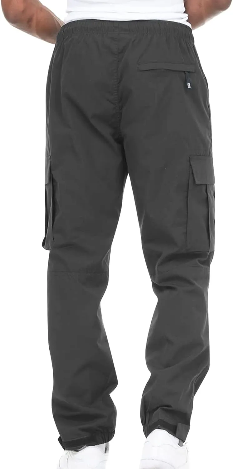 Finelylove Mens Big and Tall Sweatpants Elastic Waist Straight Fit Cargo Sweatpants Casual Stretch Workout Hiking Pants