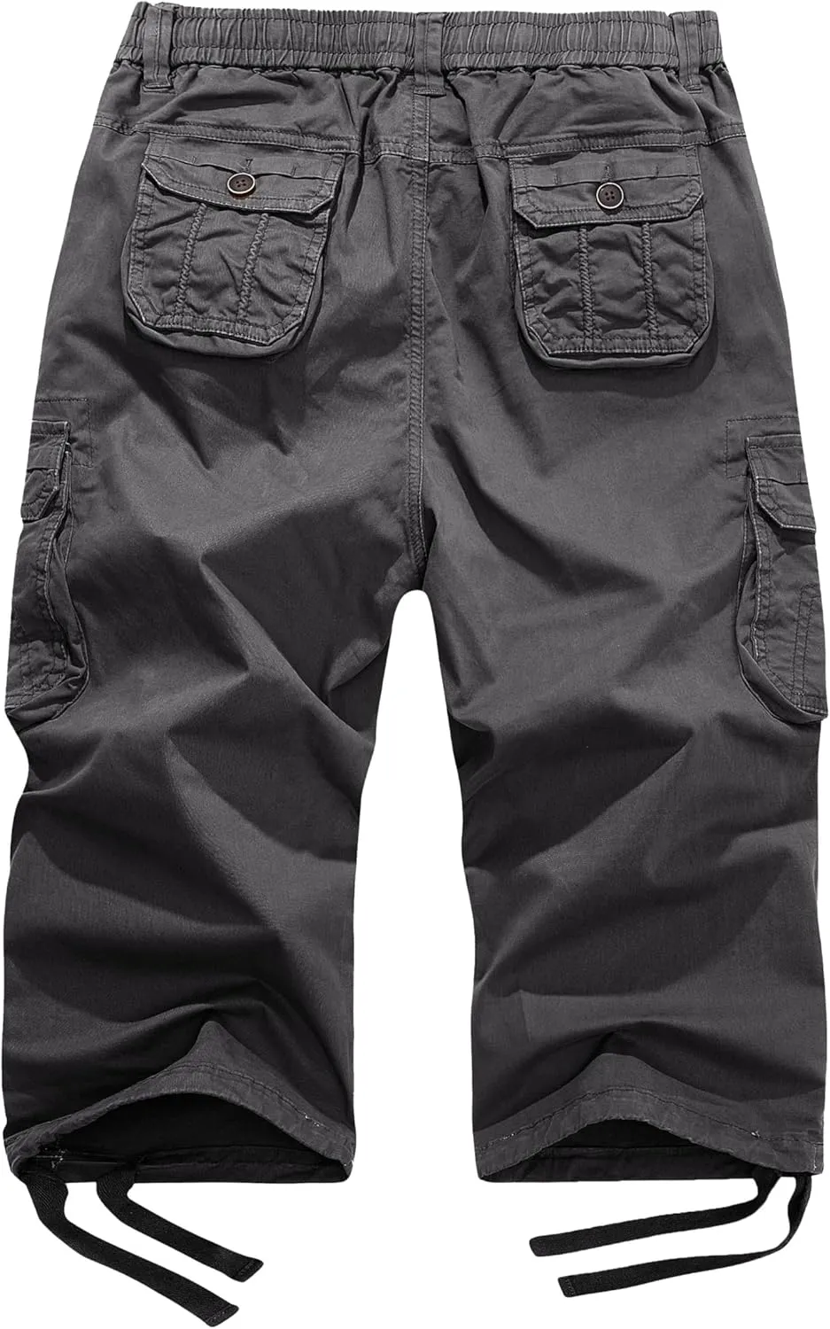 FOURSTEEDS Women's Mid Rise Cotton Capri Hiking Shorts Drawstring Multi Pocket Cargo Shorts Elastic Waist Cropped Cargo Pants