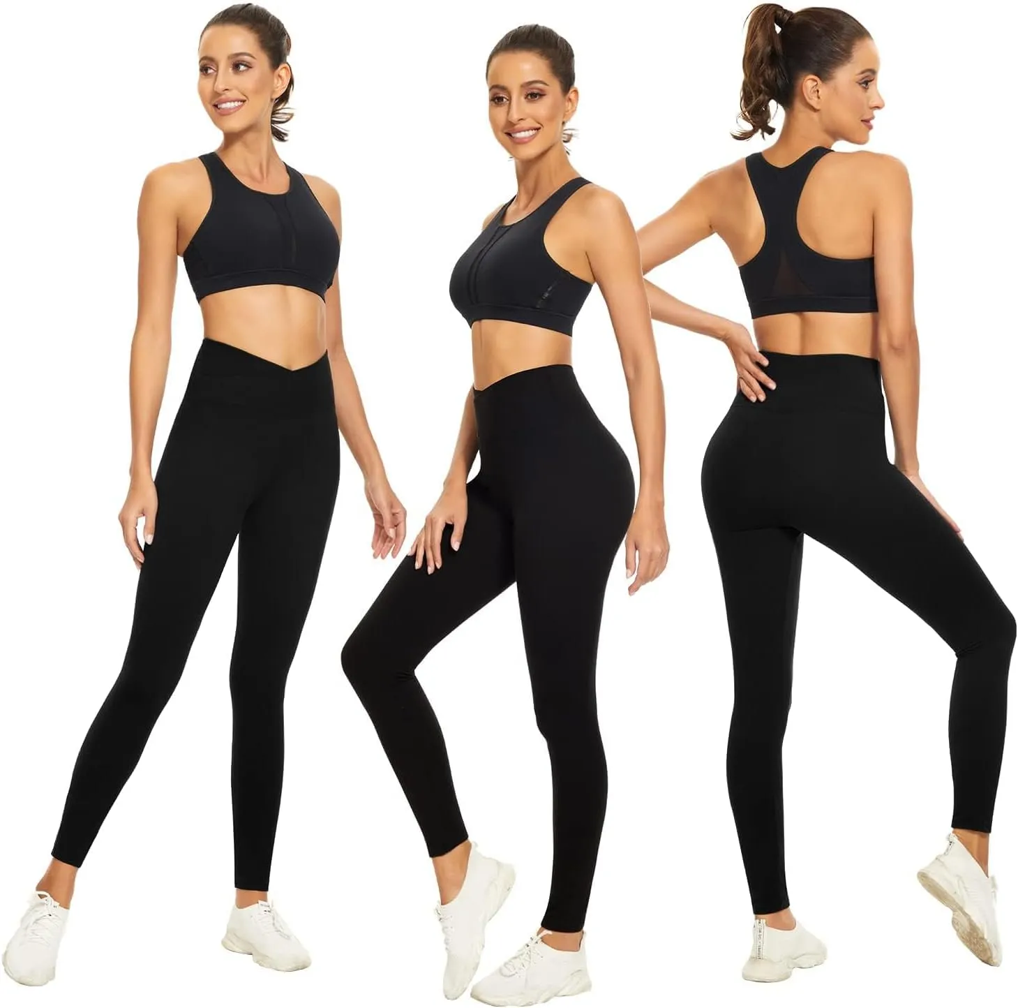 FULLSOFT 3 Pack Leggings for Women High Waisted Soft Black Yoga Pants for Workout Athletic Running Reg & Plus Size
