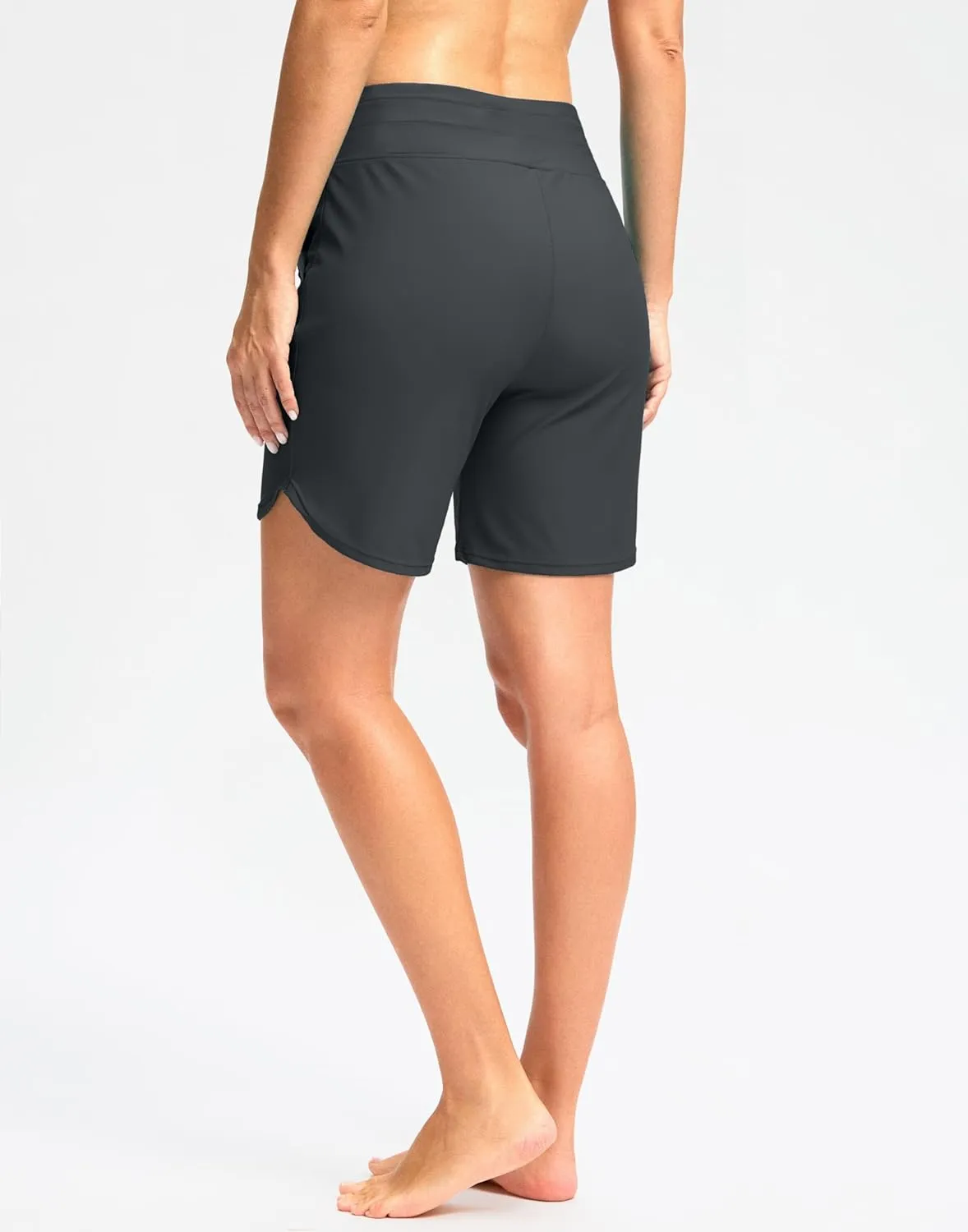 G Gradual Women's 7" High Waisted Swim Board Shorts with Pockets Quick Dry Beach Swimming Shorts for Women with Liner