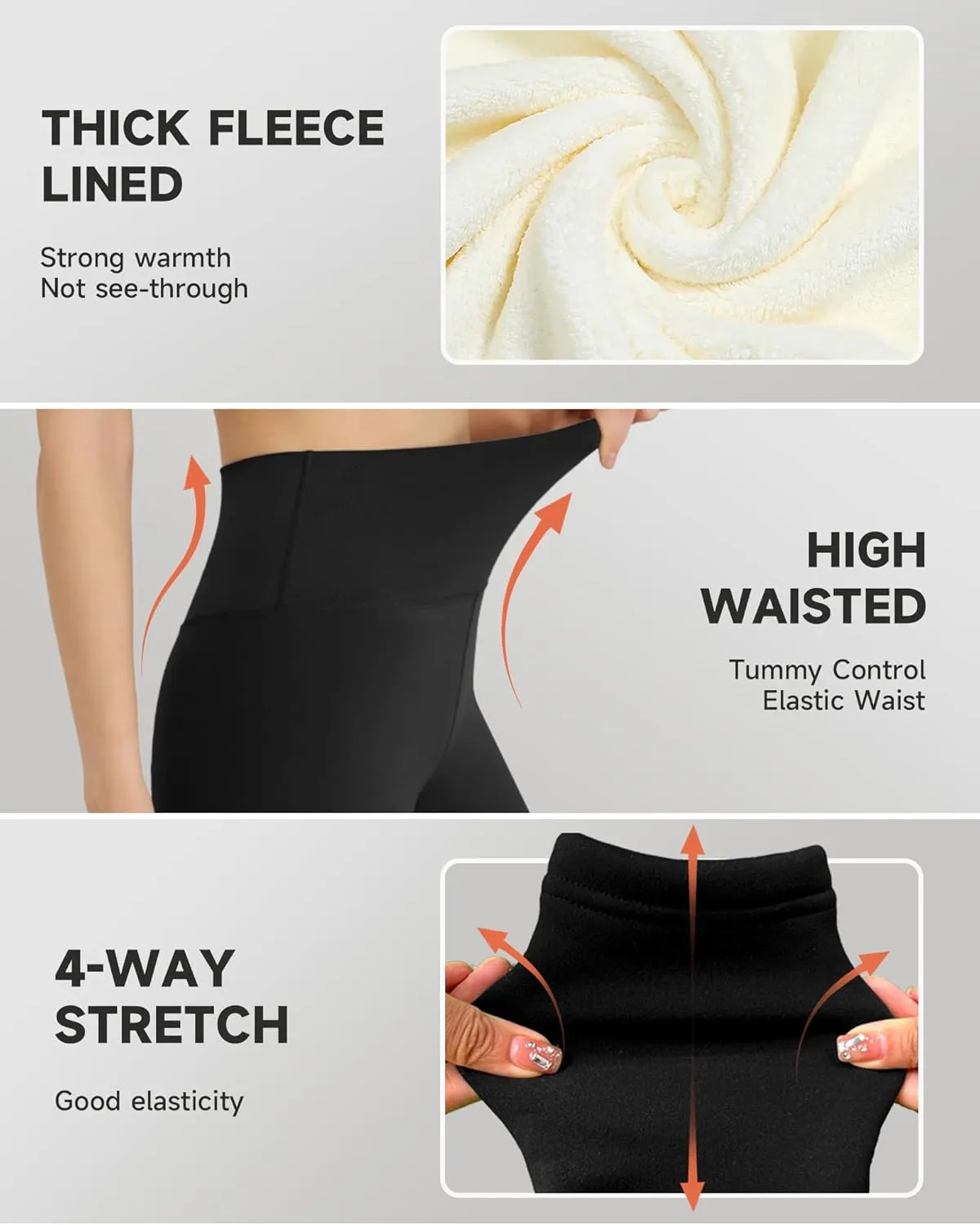 GAYHAY Fleece Lined Leggings for Women  Thick Winter Warm Thermal High Waisted Tummy Control Workout Yoga Pants