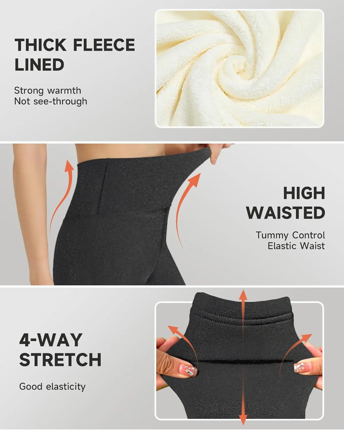 GAYHAY Fleece Lined Leggings for Women  Thick Winter Warm Thermal High Waisted Tummy Control Workout Yoga Pants