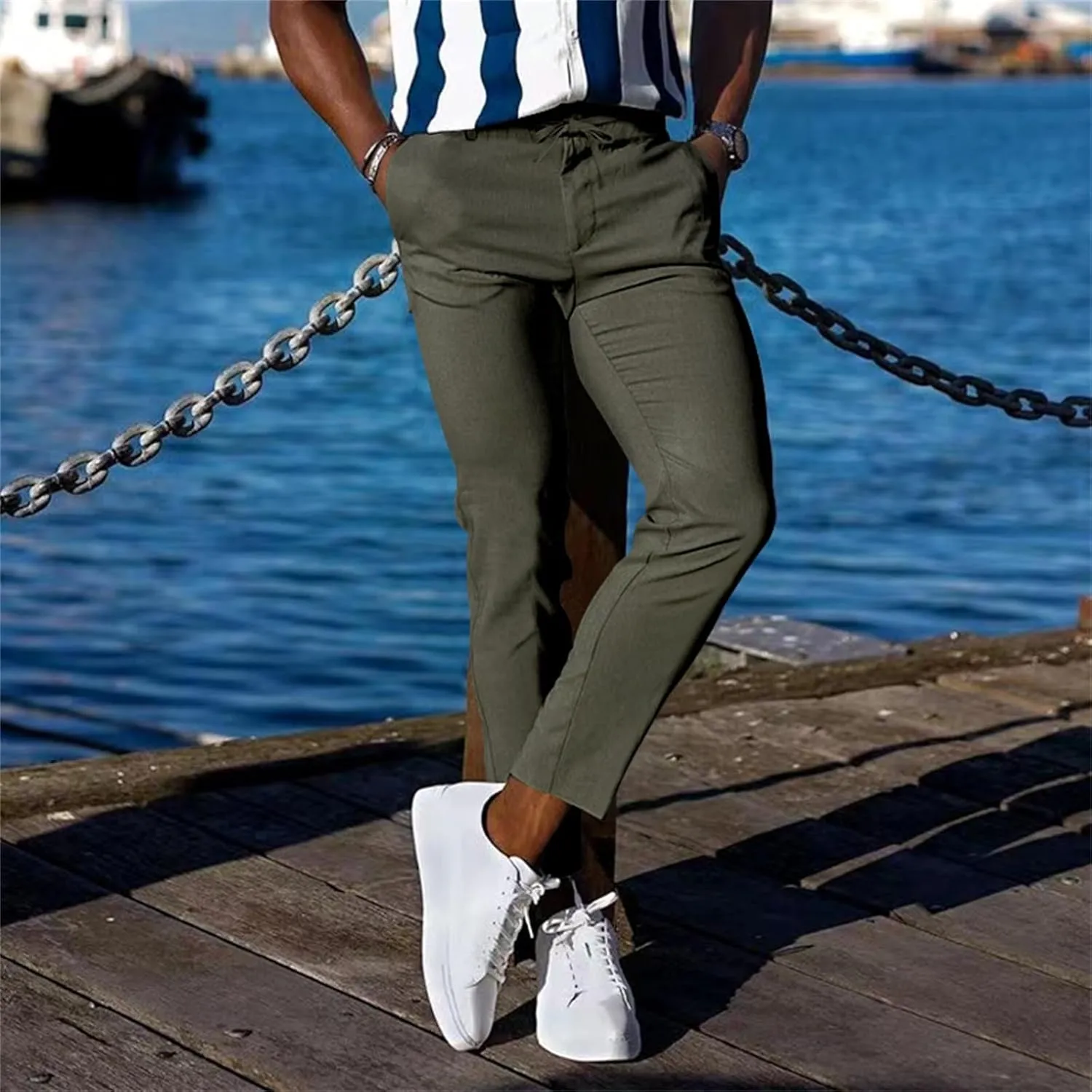 GIERIDUC Men's Linen Pants Casual Long Pants Summer Clothes for Men Fashion Best Jogger Pants for Men for Men