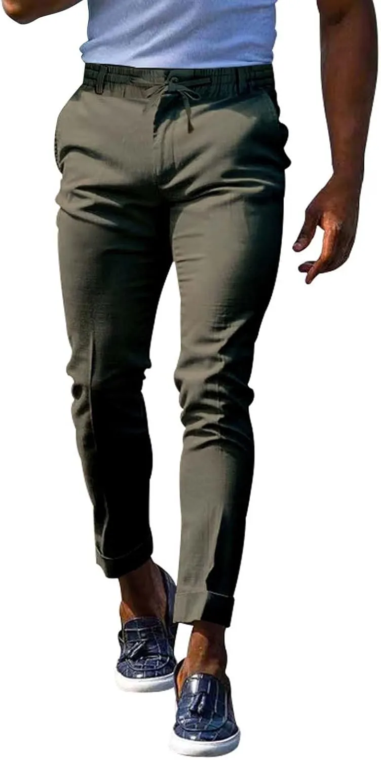 GIERIDUC Men's Linen Pants Casual Long Pants Summer Clothes for Men Fashion Best Jogger Pants for Men for Men