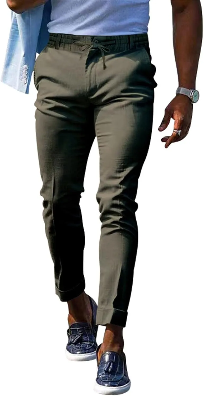 GIERIDUC Men's Linen Pants Casual Long Pants Summer Clothes for Men Fashion Best Jogger Pants for Men for Men