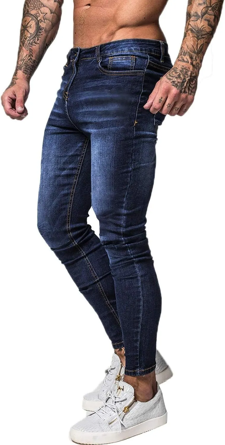 GINGTTO Men's Skinny Jeans Stretch Ripped Tapered Leg