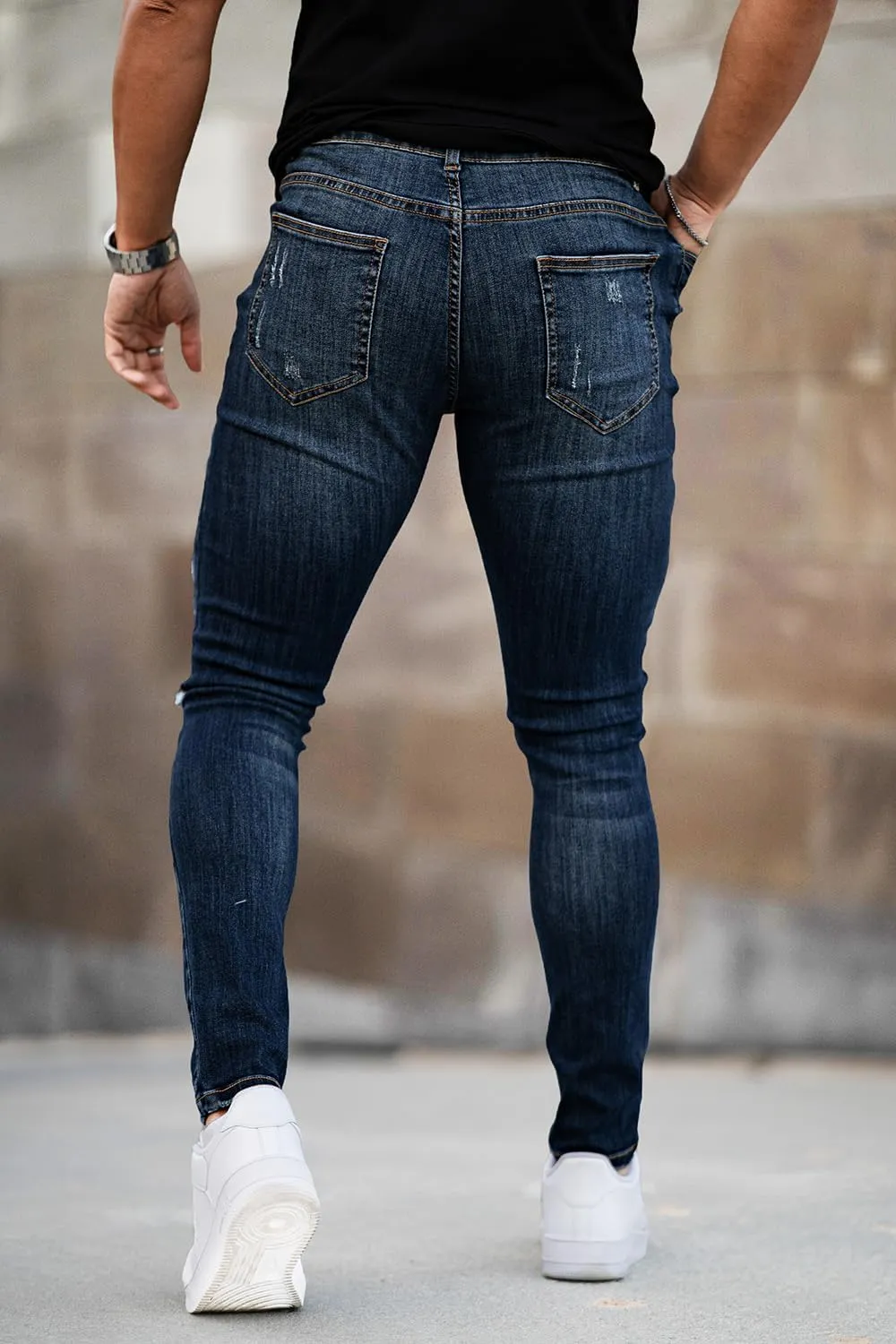 GINGTTO Men's Skinny Jeans Stretch Ripped Tapered Leg