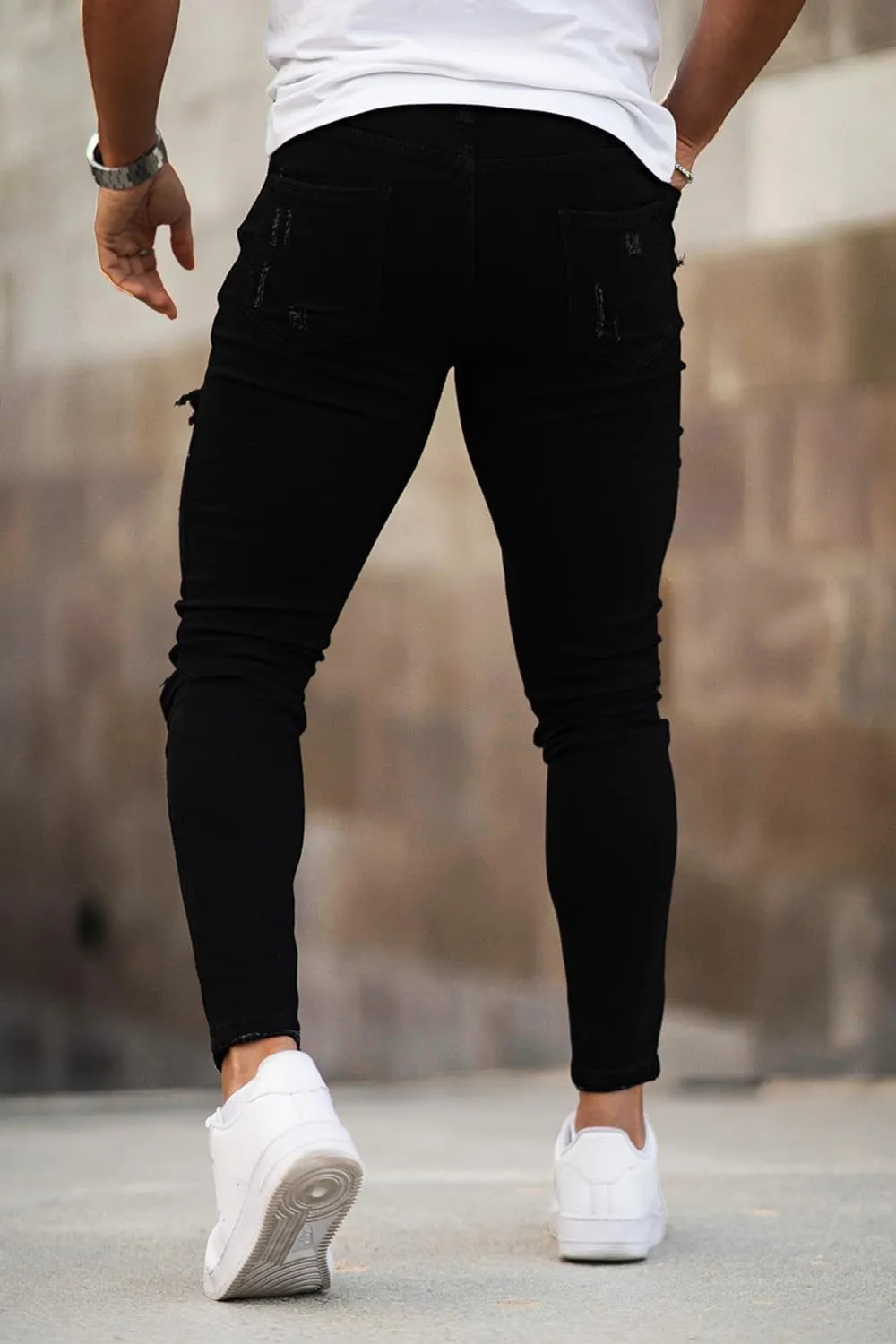 GINGTTO Men's Skinny Jeans Stretch Ripped Tapered Leg