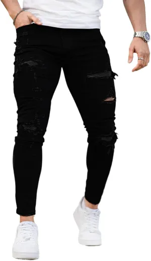 GINGTTO Men's Skinny Jeans Stretch Ripped Tapered Leg