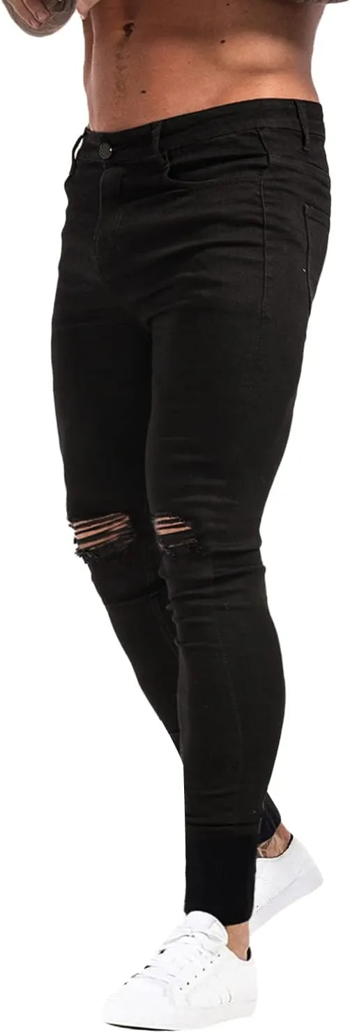 GINGTTO Men's Skinny Jeans Stretch Ripped Tapered Leg