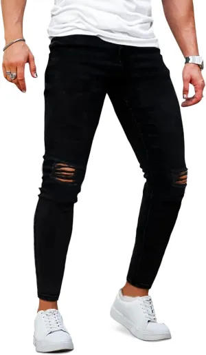 GINGTTO Men's Skinny Jeans Stretch Ripped Tapered Leg